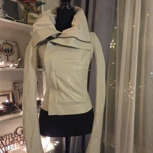 Rick Owens Cream Leather Jacket